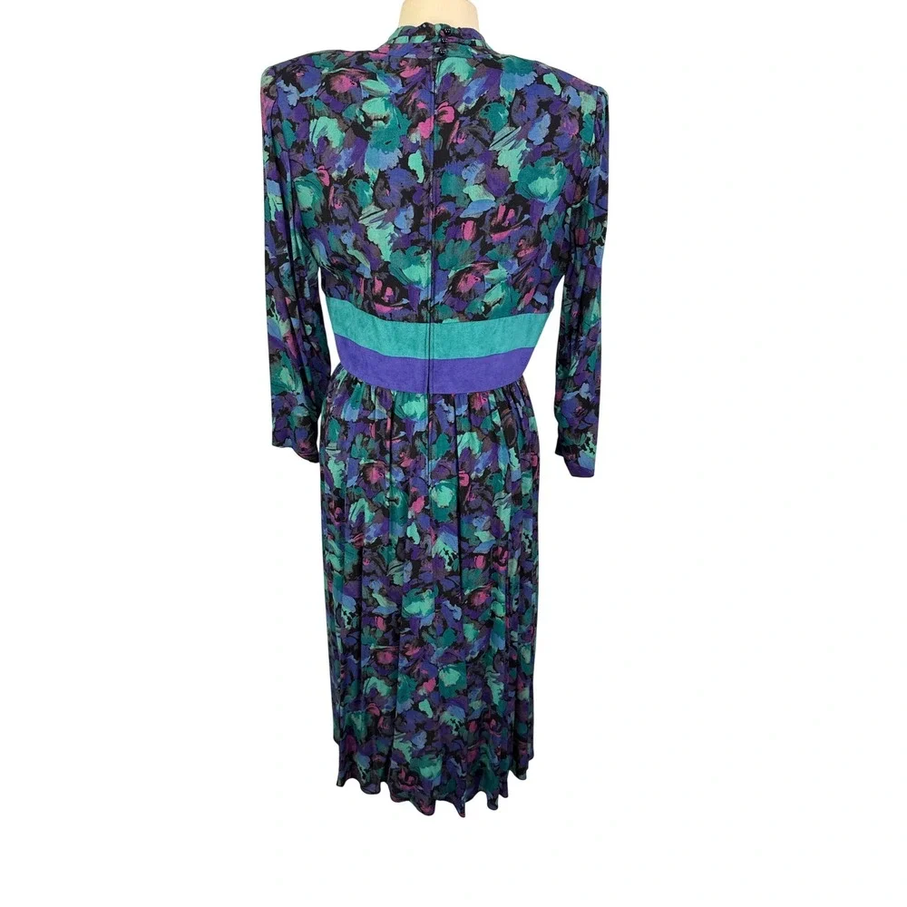 Patty O'Neil Petites Vintage Abstract Floral Print Midi‎ Dress Size 14